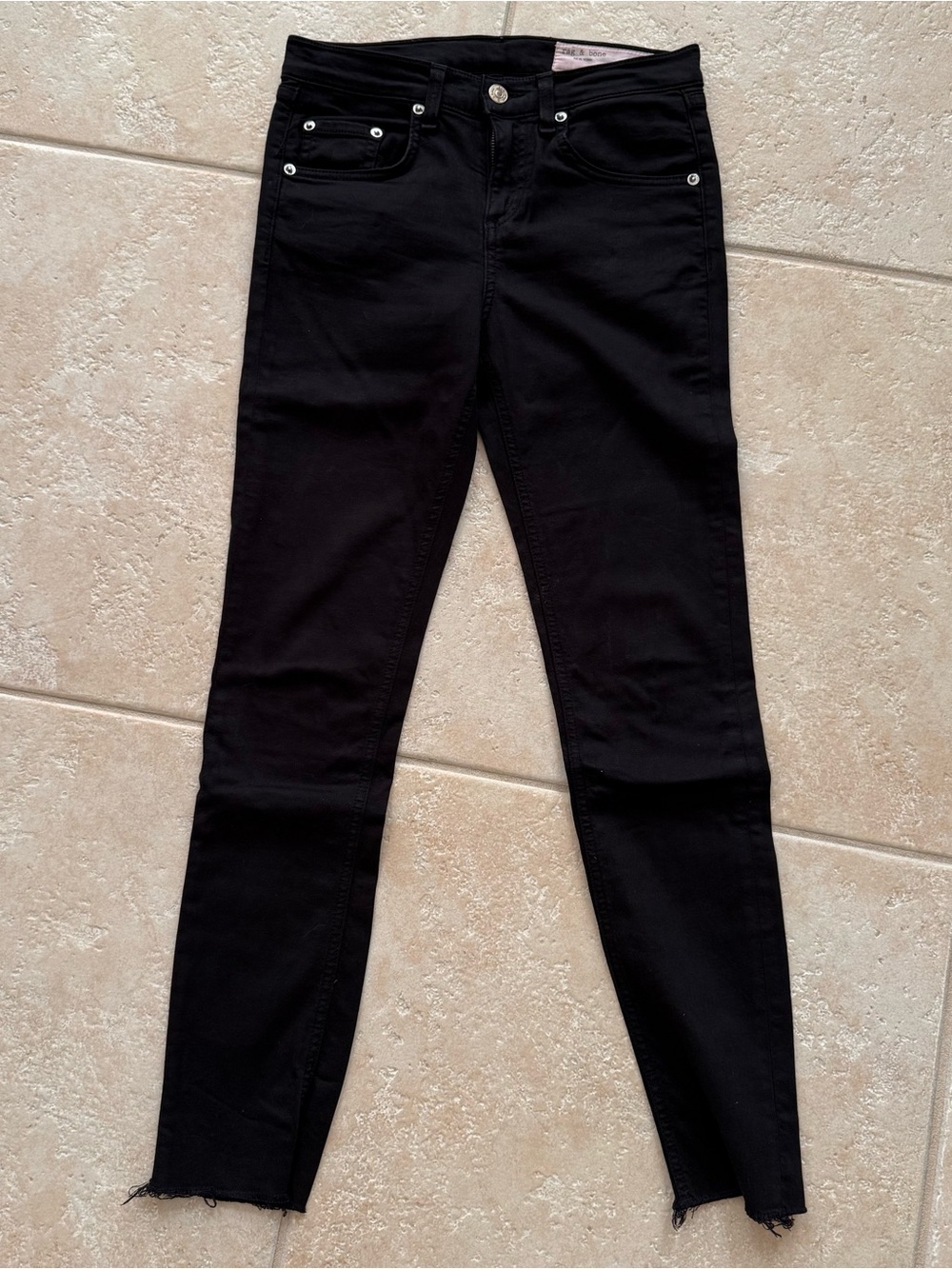 rag & bone Black Skinny Jeans with Raw Hem
